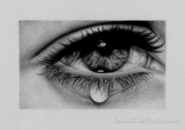 流泪的眼睛素描画 伤感素描图片