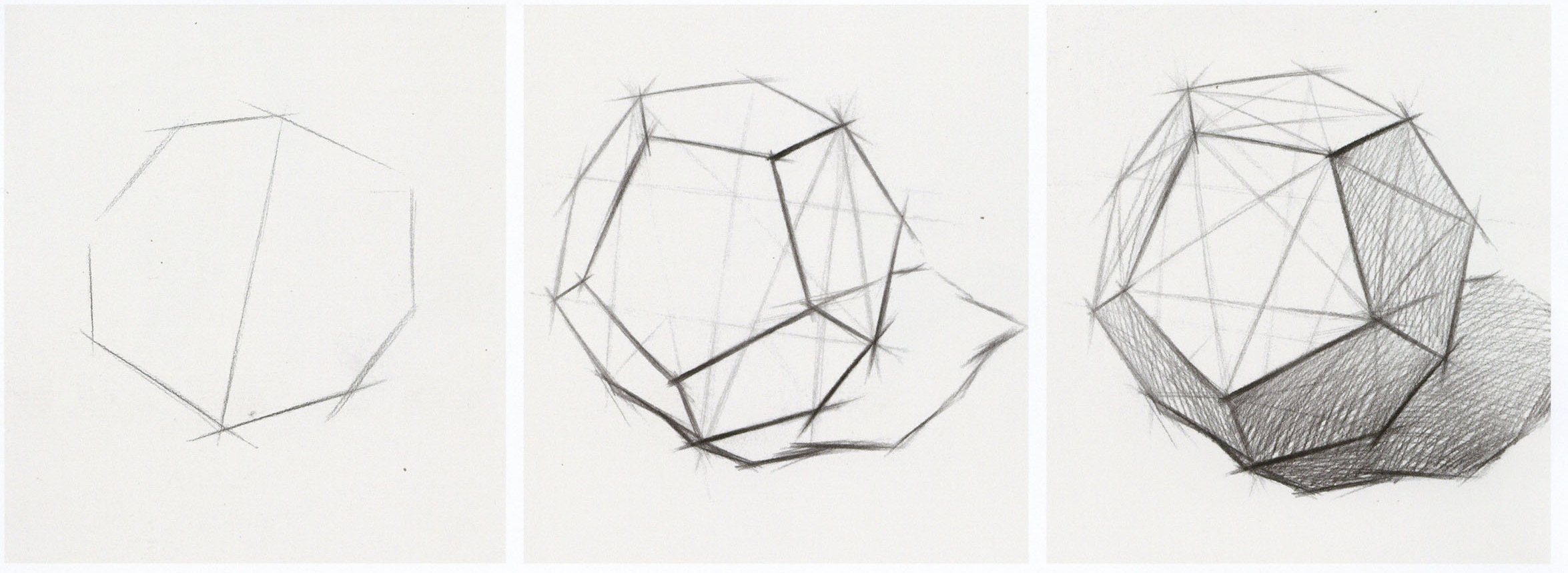 正五边形多面体素描 十二面体素描画法教程教案