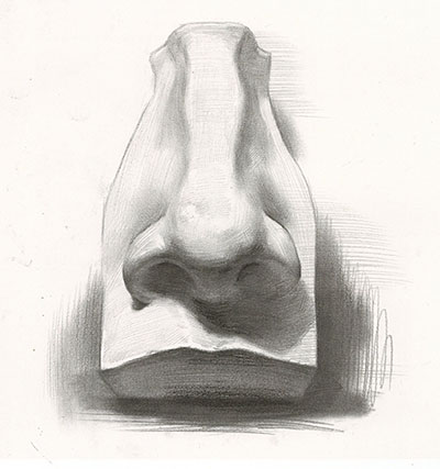 石膏鼻子素描画法步骤图片 鼻子画法教程