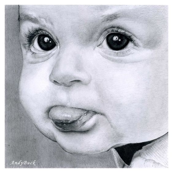 大师婴儿素描画欣赏 可爱的宝宝铅笔手绘
